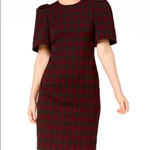 Calvin Klein
Checked Puff-Sleeve Sheath Dress